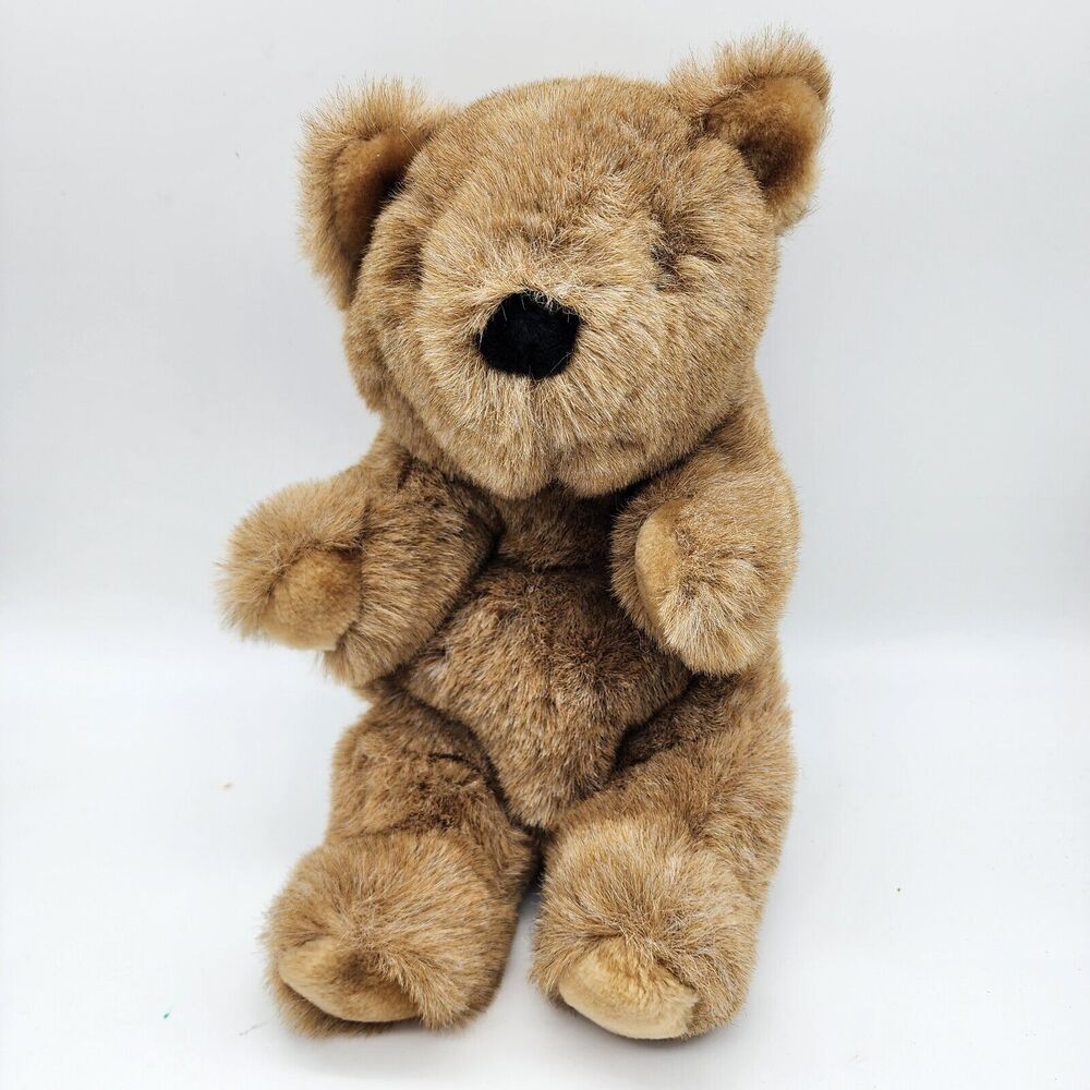 Vintage 1982 Gund Brown Bear Plush 11" Fat Belly Soft Nose Short Fur Paws Floppy